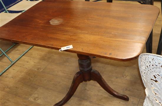 A Victorian mahogany rectangular tilt top tea table W.113cm